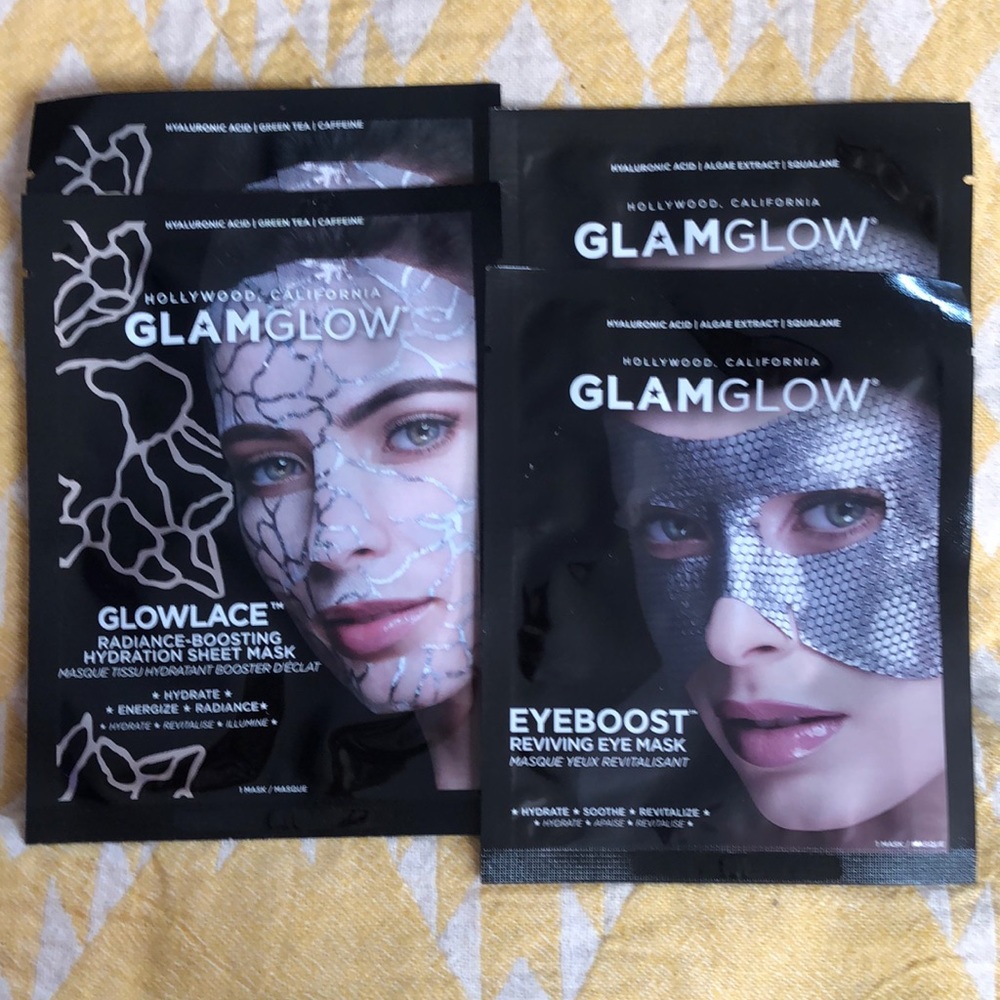 GLAMGLOW 2 Glowlace Radiance-Boosting Hydration and 2 eyeboost reviving eye mask